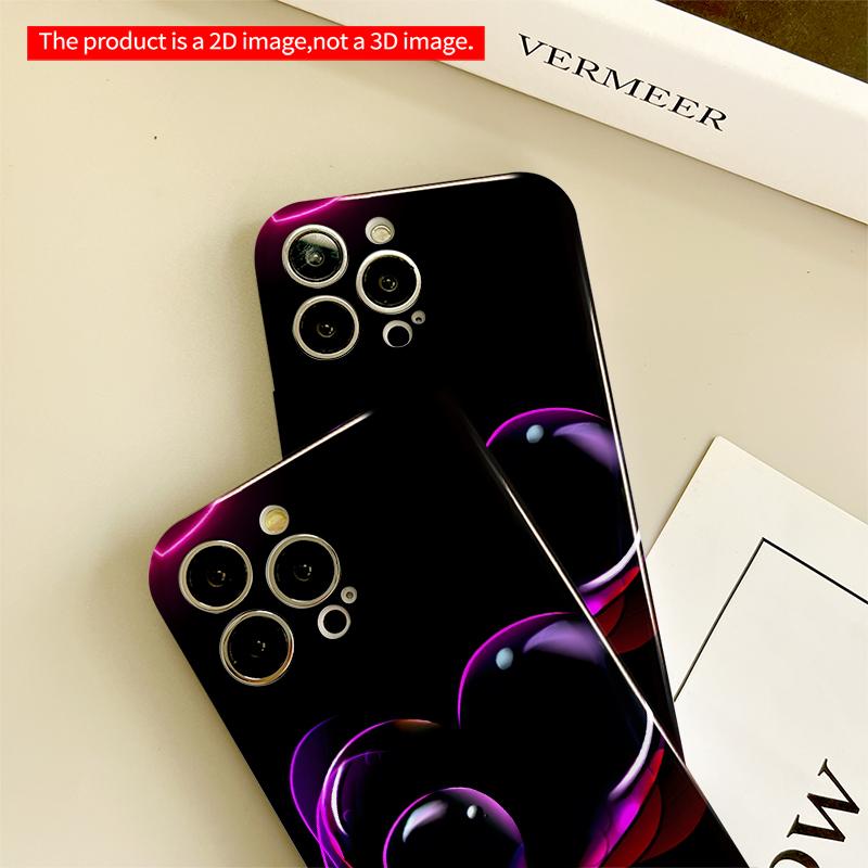 2DFlat Glowing Pink Heart Neon Design Phone Case All inclusive film hard iPhone case, compatible with iPhone 18 Pro Max 17 16 15 14 13 12 11