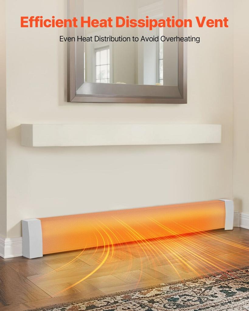 Baseboard Heater Covers, Premium Series 1527 mm Standard Electric Heating Unit Front Cover for Home Improvement, Heavy-duty Steel, Easy Installation