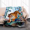 Embroidered Pattern with Tiger and Bamboo Blanket Suitable for Home Bedroom Sofa Travel Camping Blanket Various Sizes for Gifts