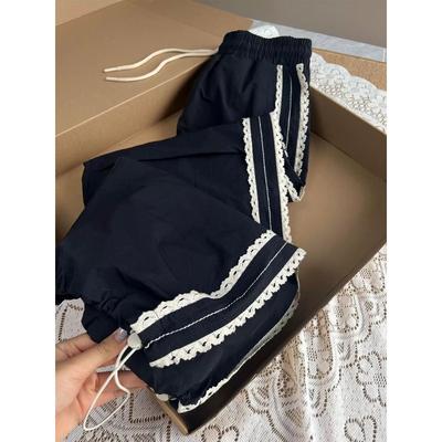 American Vintage Trendige lässige Sporthose mit Spitze für Damen Sommer Dünne Hose