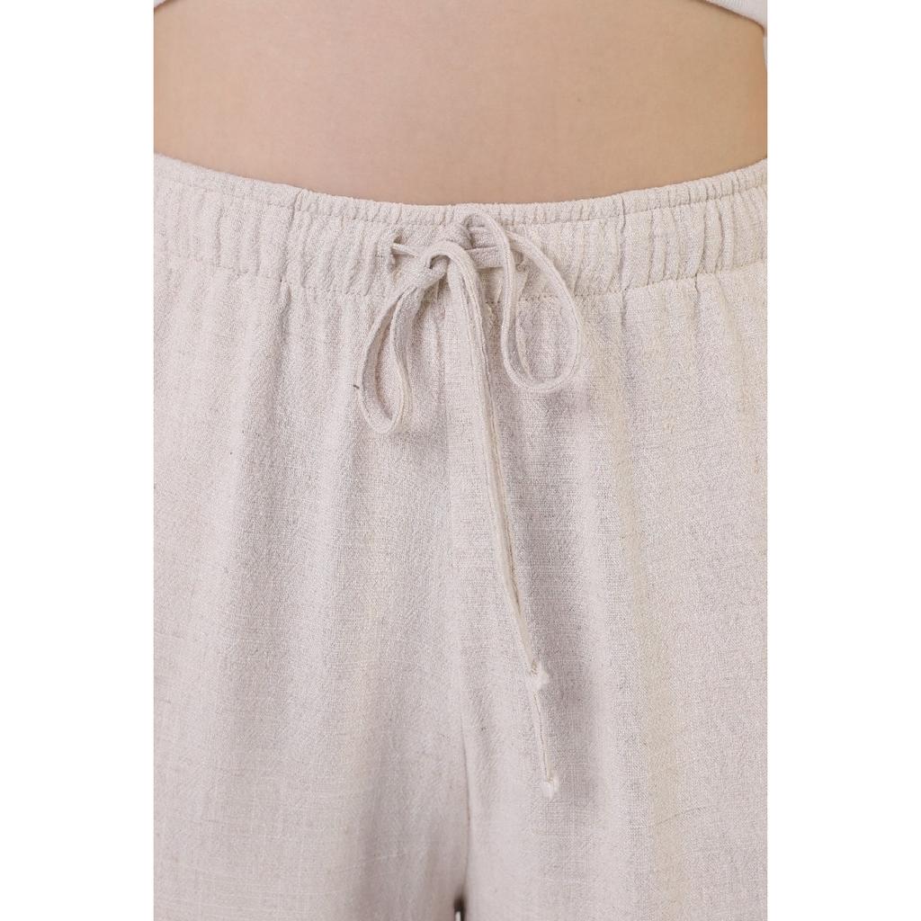 Beige Leinenmischung Locker geschnittene Hose