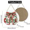 Festive plaid Christmas tree printed round wooden hanging plaque natural wood sign wall door decor indoor home holiday party ornament decoration