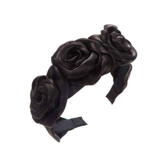 

Ободок для волос 3D-декор в виде цветка розы Высокая эластичность Широкий ободок Женский универсальный ободок Для повседневного использования, вечеринки, прогулки Аксессуары для волос чёрный