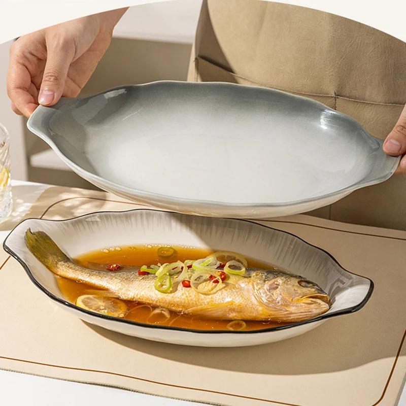 Vynikající talíře z keramiky v moderním stylu, talíř na velké ryby pro špičkovou restauraci, talíř na ovoce pro domácí odpolední čaj, unikátní nádobí