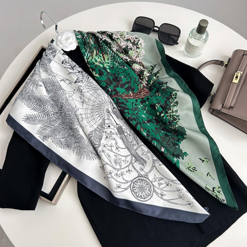 Čiernobiela hodvábna twill šatka so zvieracím vzorom - 90x90CM Jesenný/Zimný šál pre ženy