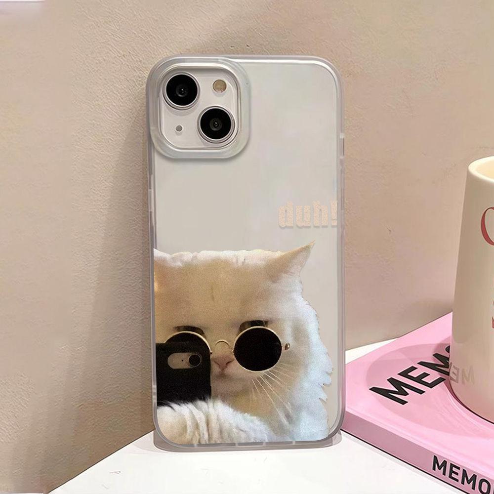 Sunglasses cool cat for iPhone17promax Apple 17 matte large hole mobile phone case 16/15 anti-drop 14
