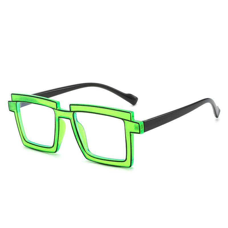 Two Dimensional Flat Lens Ins Square Anti-blue Glasses Frame Personality Trend Glasses