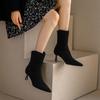 Women's High-heeled Short Boots Spring and Autumn Pointed-toed Thin-heeled Simple Large-size Short Boots