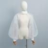 Stand Collar Sheer Organza Puff Bolero Cape Detachable Lantern Sleeve Shrug For Wedding Gown Cosplay Photoshoot