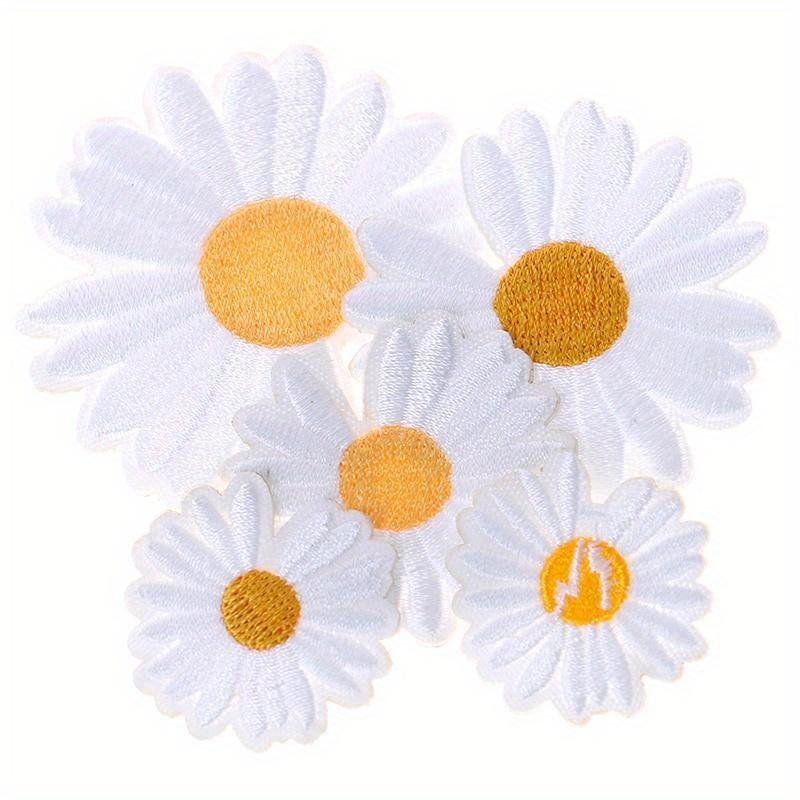 5pcs DIY Small Sun Flower Daisy Embroidery Patches for Clothing Iron On Clothes Sticker Stripe Iron-on Applique Hole Repair