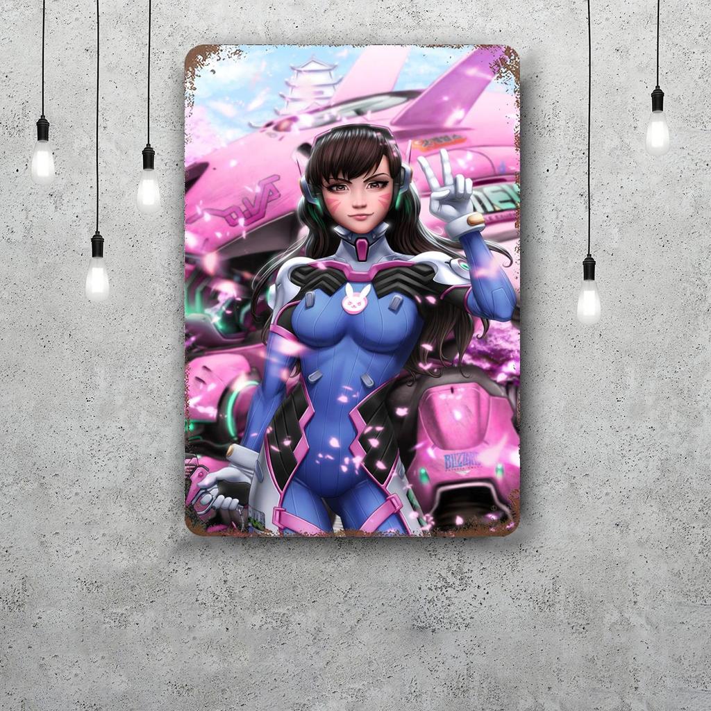 dva overwatch Funny Bar Metal Sign Retro Plaque Vintage Sign Alcohol Drinker Pub Club Man Cave Kitchen Wall Decoration