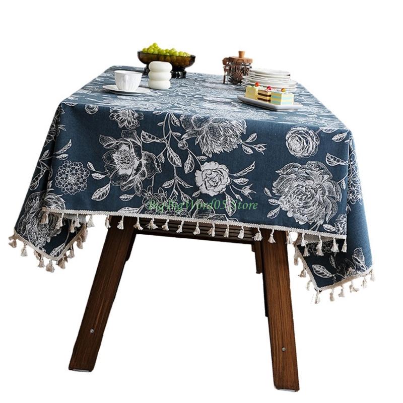 24TE Florals Print Tablecloth Large Size Sturdy Polyester Home Decoration