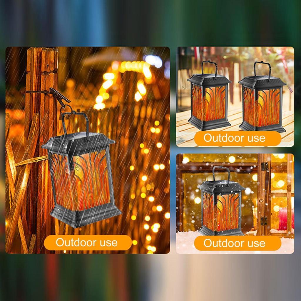 Dancing Flame Solar Lantern Outdoor Waterproof Tent Lantern Decoration Romantic Hiking Flashlight Solar Landscape Lamp For