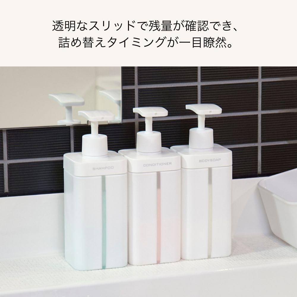 Material RETTO Dispenser L Marker Set Refill Bottle Shampoo Conditioner Body Soap Set [Iwatani Official] 3-Piece