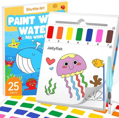 Shuttle Art Watercolor Coloring Sea for 25 Sheets of Thick 120gsm 2 and 2 Refill Paint Durable Drawing Set with Water Book for and Compact and Perfect