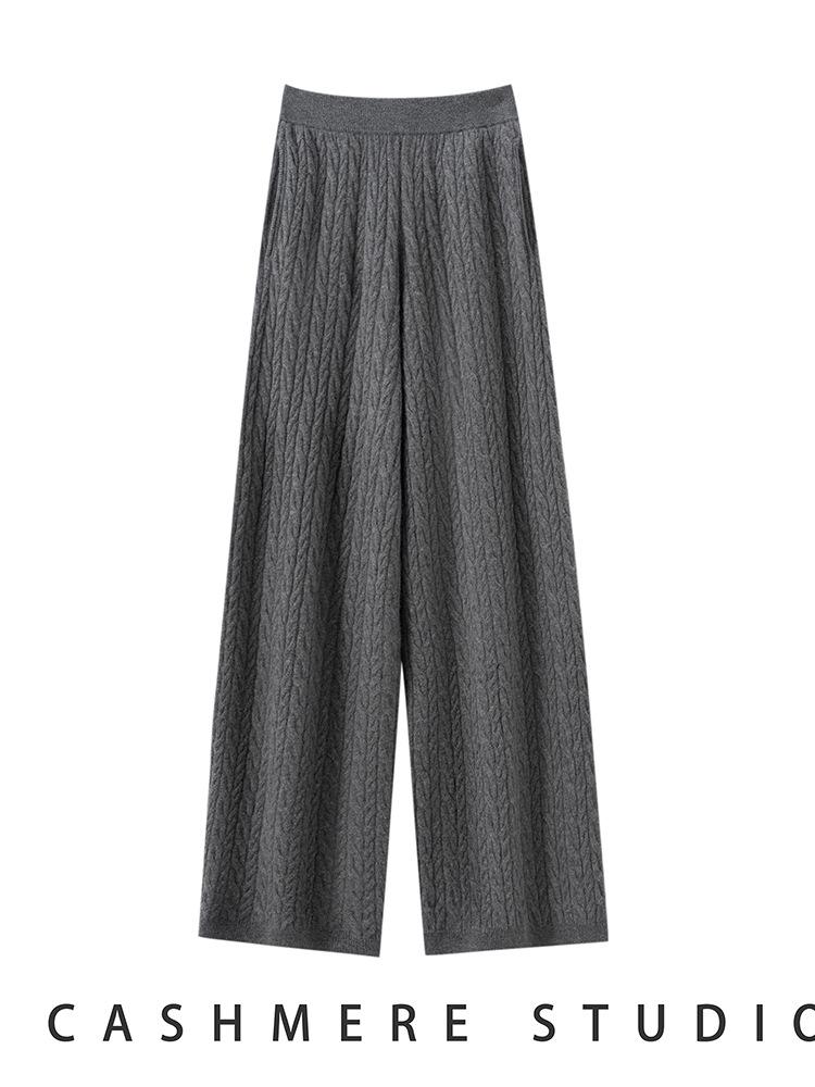 Women's Cashmere Cable Knit Round Neck Loose Sweater - Versatile, Simple, Autumn Winter Style