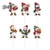 Quick Installation Tree Decor 6 Pcs Large Christmas Picks, Wooden Santa Snowman Gingerbread Ornaments, Xmas Outdoor Yard Signs Topper Decoration