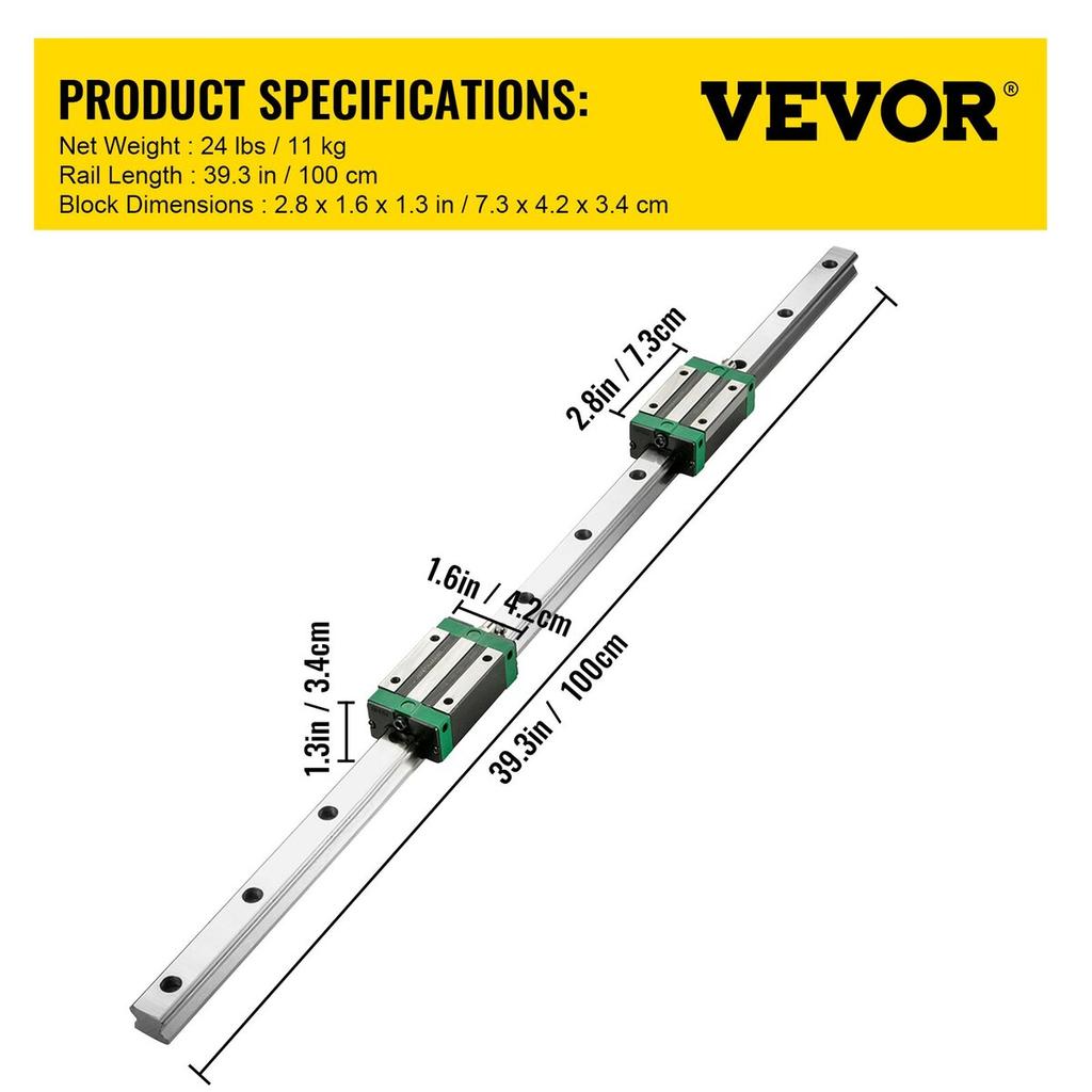 Linear Guide Rail 2Pcs HGR20-1000mm Linear Slide Rail with 1Pcs RM1605-1000mm Ballscrew with BF12/BK12 Kit Linear Slide Rail Guide Rail Square For DIY
