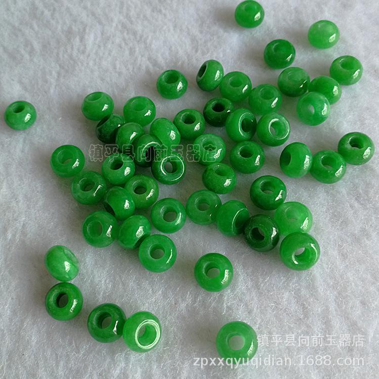 DIY Green Jade Gan Qing Abacus Beads - Large Hole Loose Jewelry Accessories 8x5mm Green Jade Beads