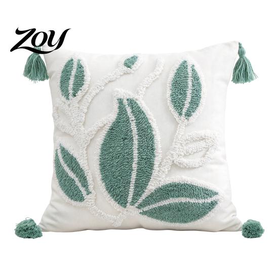 Boho Tufted Cushion Cover with Tassels, Cotton Linen Throw Pillow Cover, Modern Home Decorative Covers Case for Sofa Bed Couch, 18 x Inches