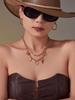 Qiong Yao 5A Zirconia Clover Heart Double Layer 18K Gold-Plated Necklace
