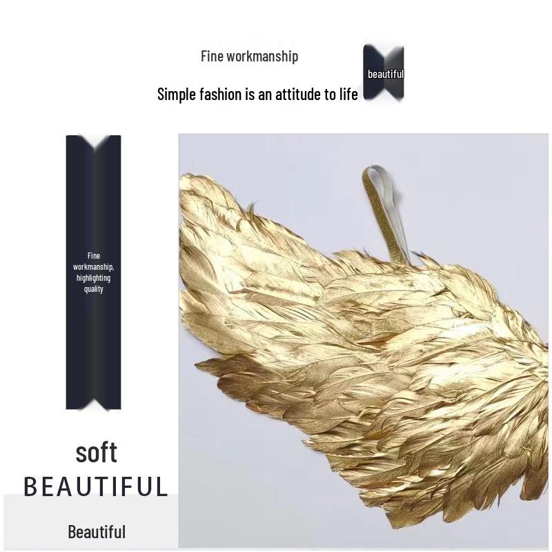 Крылья Ангела Золотые Перья Форма Ласточки Исполнительские Крылья для Всех Возрастов Small (60×35 cm)