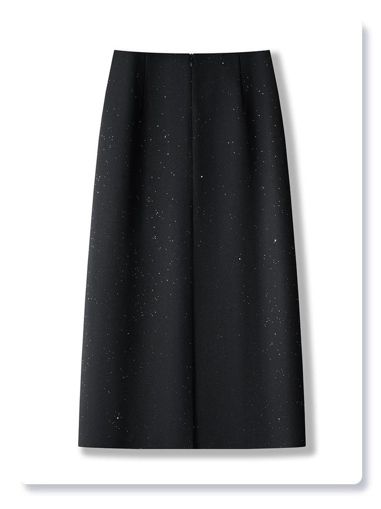 Women's High-Waist Black Bodycon Midi Skirt - 2025 Spring Collection