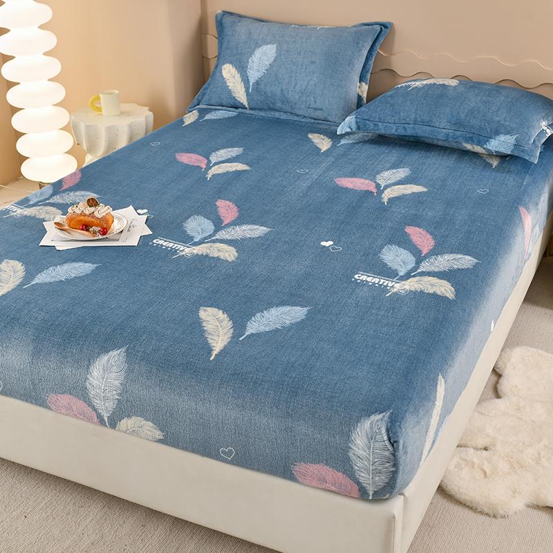 Velvet Fitted Sheet Warm Mattress Cover Simple Style Bed Covers Sabanas Para Cama Home Elastic Bedsheets(No Pillowcase)