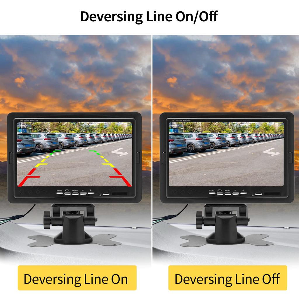 Hodozzy Backup Camera Kit with LCD Monitor and 2 Rearview IP68 18 IR Night and Cable for Parking or Caravan 7-inch Cameras, Waterproof, Vision, 4-Pin