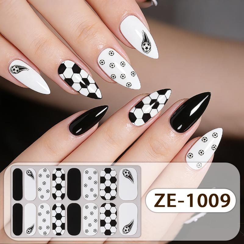 16Tipů Samolepky na Nehty Plné Krytí Fotbalové Pásky na Nehty Dlouhotrvající Samolepicí Nail Art DIY Manikúra Dekorace