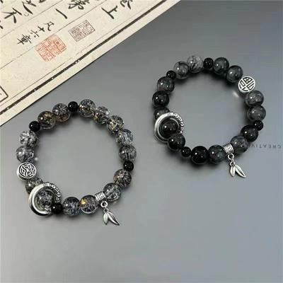 New Chinese Ice Crack Beaded Bracelet Men's Trendy Men's High Value 2025 New Niche High-end Running Ring Bracelet Women