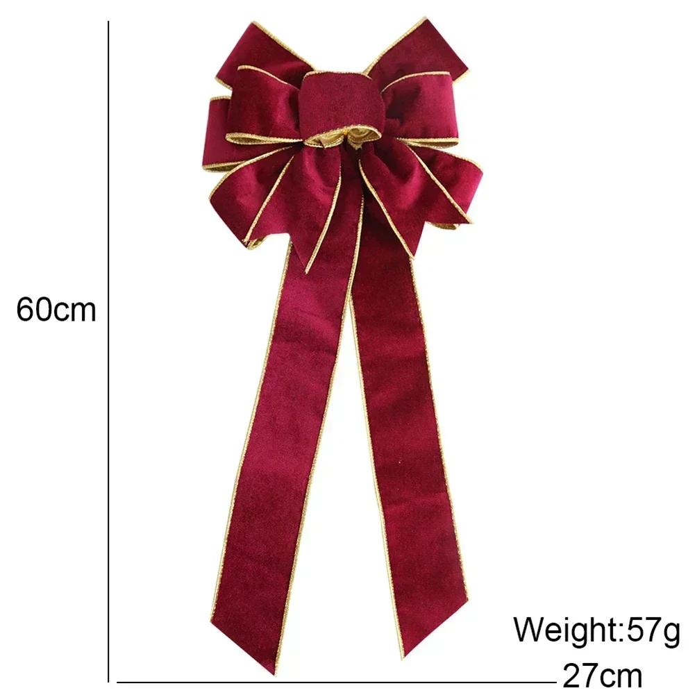 1Pc Christmas Flannelette Bow Blue Green Red Burgundy Flannelette 27 * 60 Cm Big Bows For Shopwindow Wedding Party Decorations