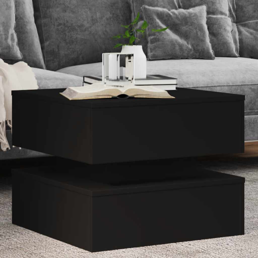 Vidaxl Couchtisch mit LED-Beleuchtung, Schwarz, 50x50x40 cm