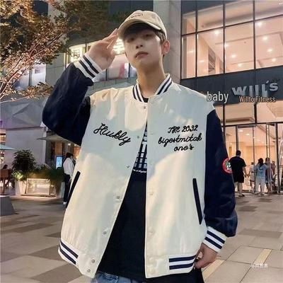 Men's Trendy Loose Fit Baseball Jacket - Autumn/Winter Long Sleeve Casual Outerwear