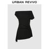 UR Women's Asymmetric Pleated Slim-Fit V-Neck T-Shirt