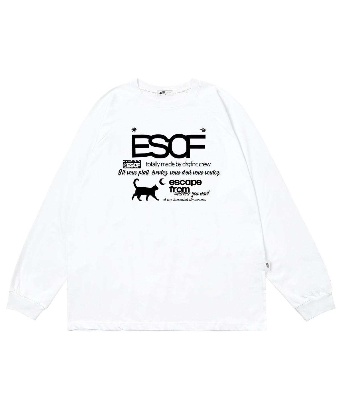 Escape From Black Kitty Crew Collection Print Long Sleeve White M