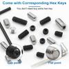 NINDEJIN Hex Socket Set Screw Kit Cup Point Carbon Steel Stainless Steel Flat Point Headless Grub Screw Assortment Kit
