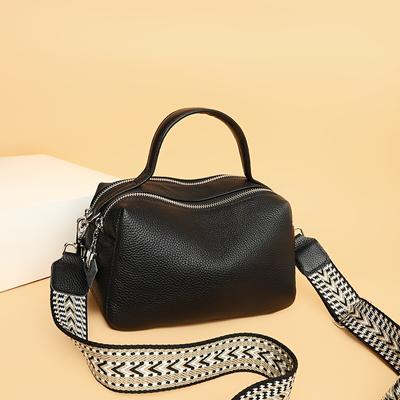 Luksusowa miękka torba crossbody dla kobiet, torebka Boston ze skóry naturalnej, modna torebka na ramię z wieloma zamkami błyskawicznymi