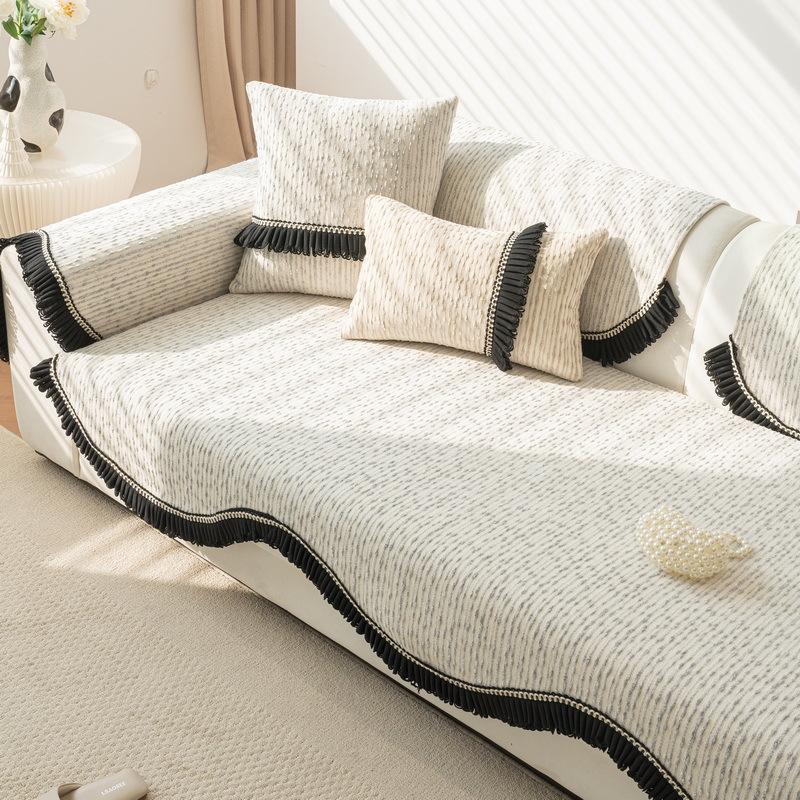 High-Grade Chenille Sofa Cushion, All-Season Non-Slip Sofa Cover Towel, Light Luxury Seat Cushion, Special-Shaped Backrest, Machine Washable