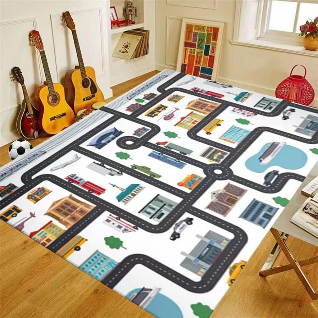 Children's Play Room Carpet , Road and Street Traffic Carpets Puzzle Game Floor Mat for Bath Living Room Baby Room Bedroom Decor