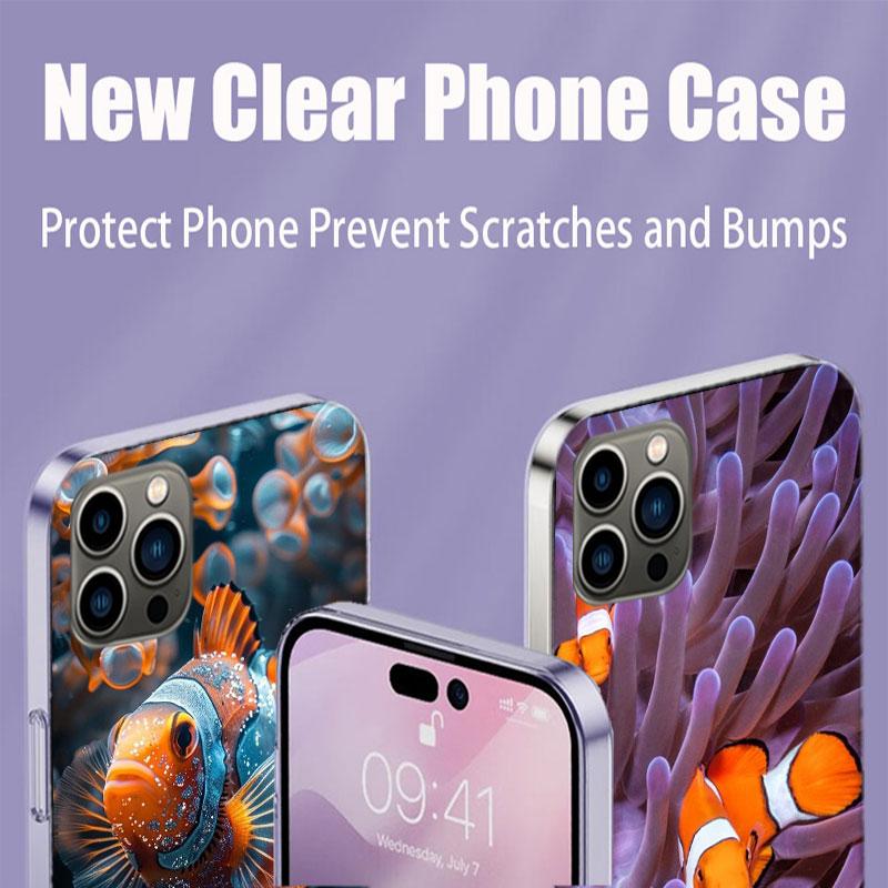 Clownfish and Sea Anemone Phone Case For Iphone 17 Air 15 Pro 14 Plus 16 Pro Max 17E 16E 12 13 Mini 11 Cover Cute Fundas