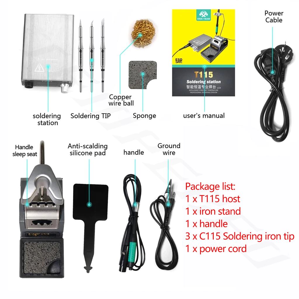 OSS T115 T210 T245 Soldering Station Professional Soldering Iron Tips Stand for Cell Phone Repair Welding Mechanic Tools Kit Set
