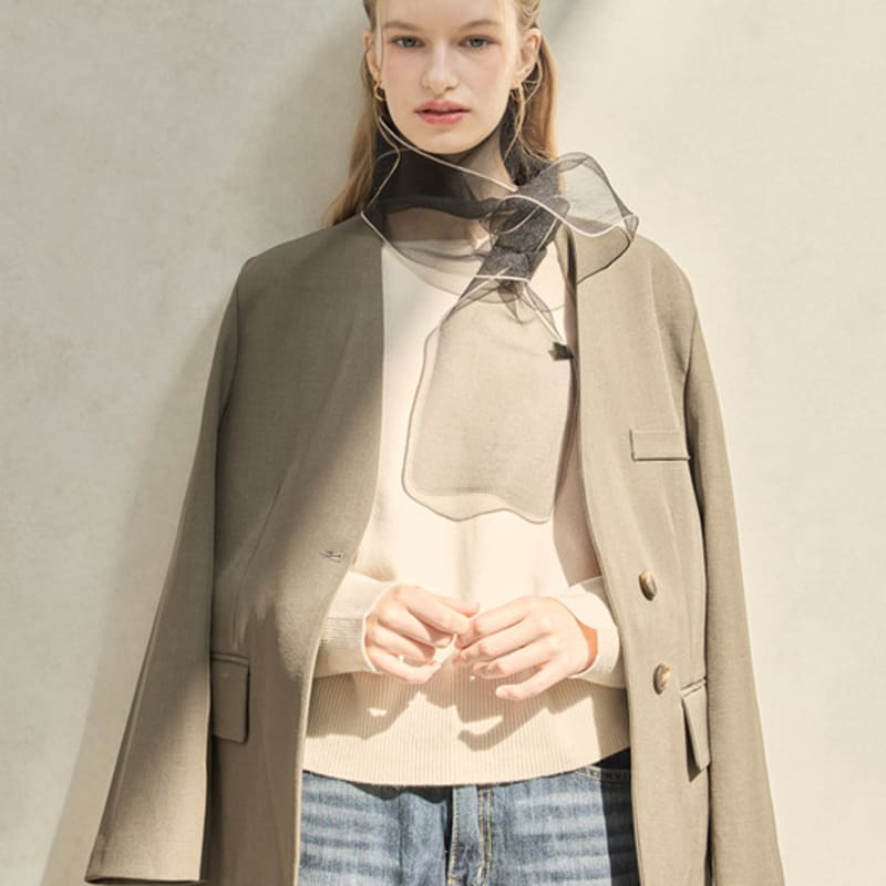 Hyyk Organza Trimming Scarf_Black