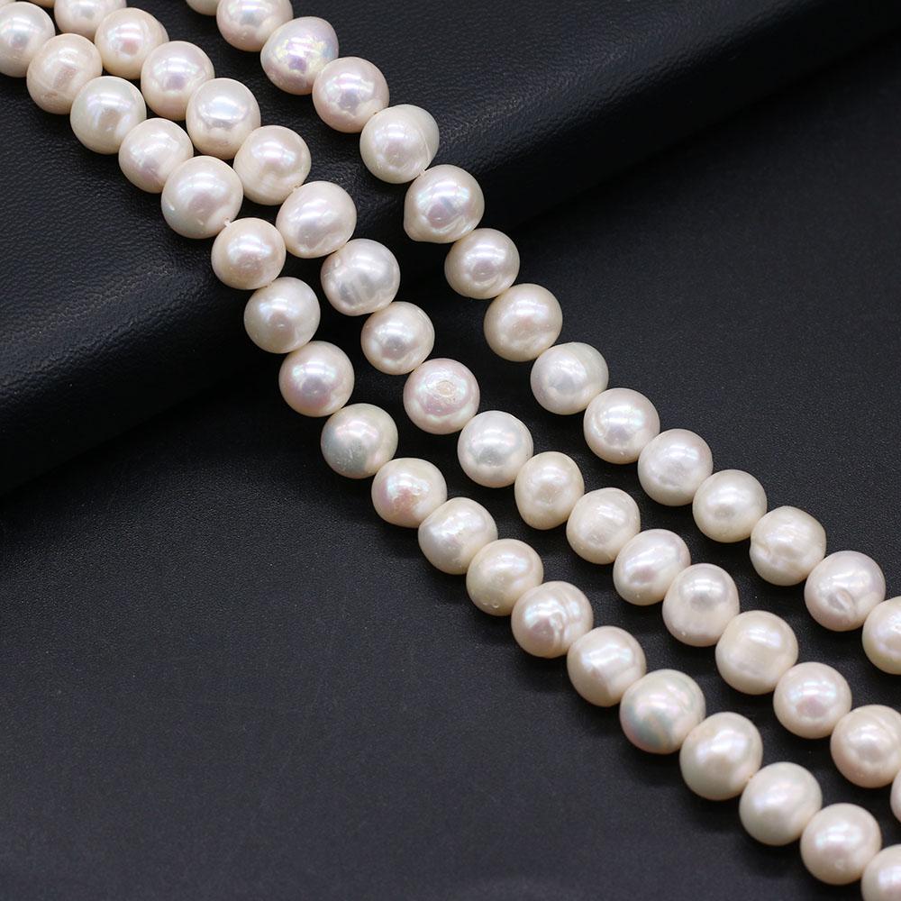 1String, 9-10mm White Natural Freshwater Subcircular Pearls 36cm Loose Beads for Handmade Jewelry Craft Supplies, DIY Holiday Gifts