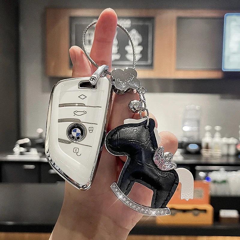 Soft Car Remote Key Case Cover Shell for BMW X1 X3 X5 X6 X7 1 3 5 6 7 Series G20 G30 G11 F15 F16 G01 G02 F48 Car Accessories DL8