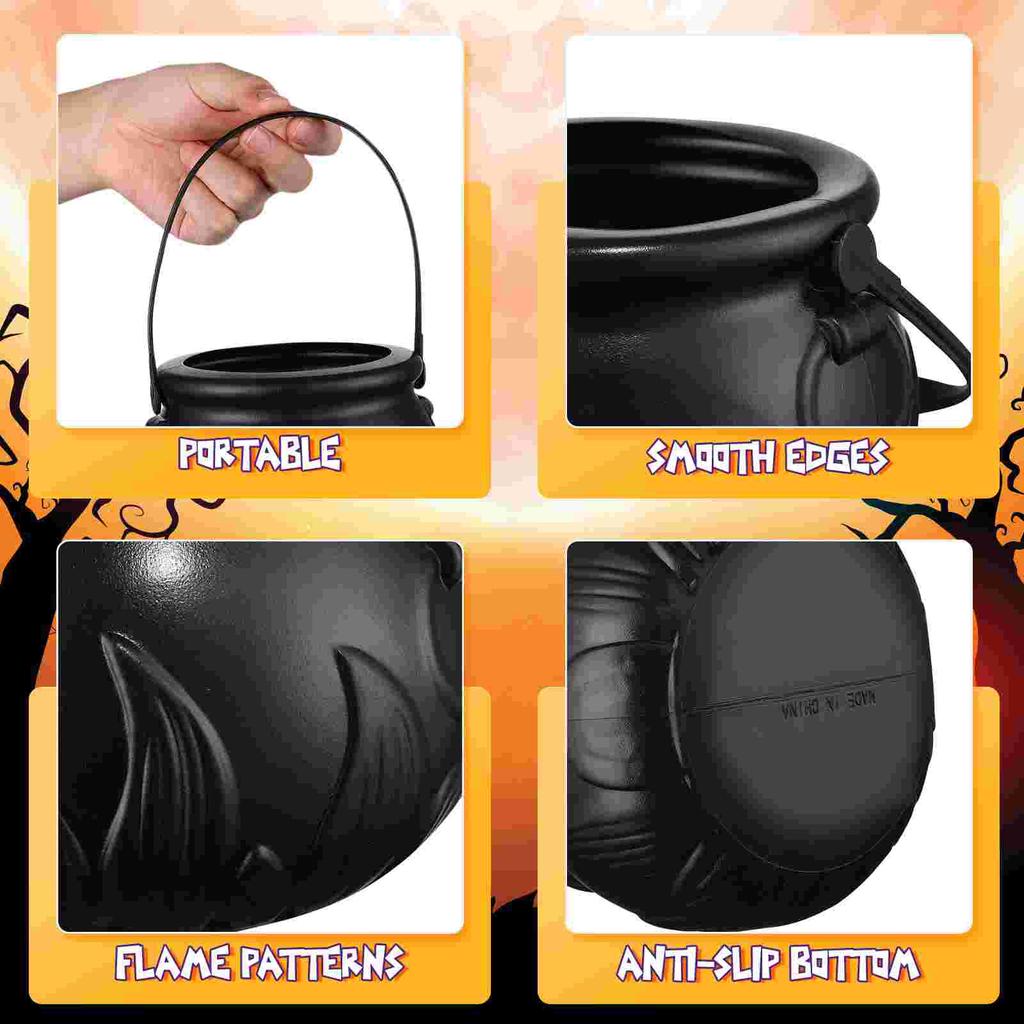 2 Pcs Witch Jar Handheld Basket Toys Halloween Decor Party Candy Bucket Bowl Kids Lanterns Portable Large Trick Treat Props