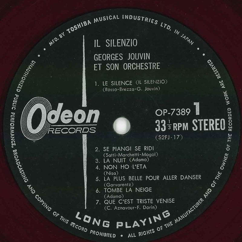 

LP Record GEORGES JOUVIN ET SON ORCHESTRE - Il Silenzio OP7389 ODEON Japan New Age & Easy Listening Used