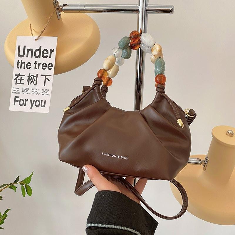 Stylish Soft Texture Handheld Pleated Bag For Women In Black Beige Brown And More