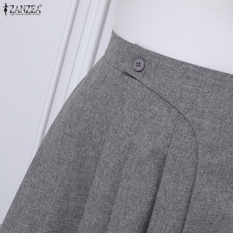 ZANZEA Women Elegant Casual Solid Color Loose Commute Midi Skirts