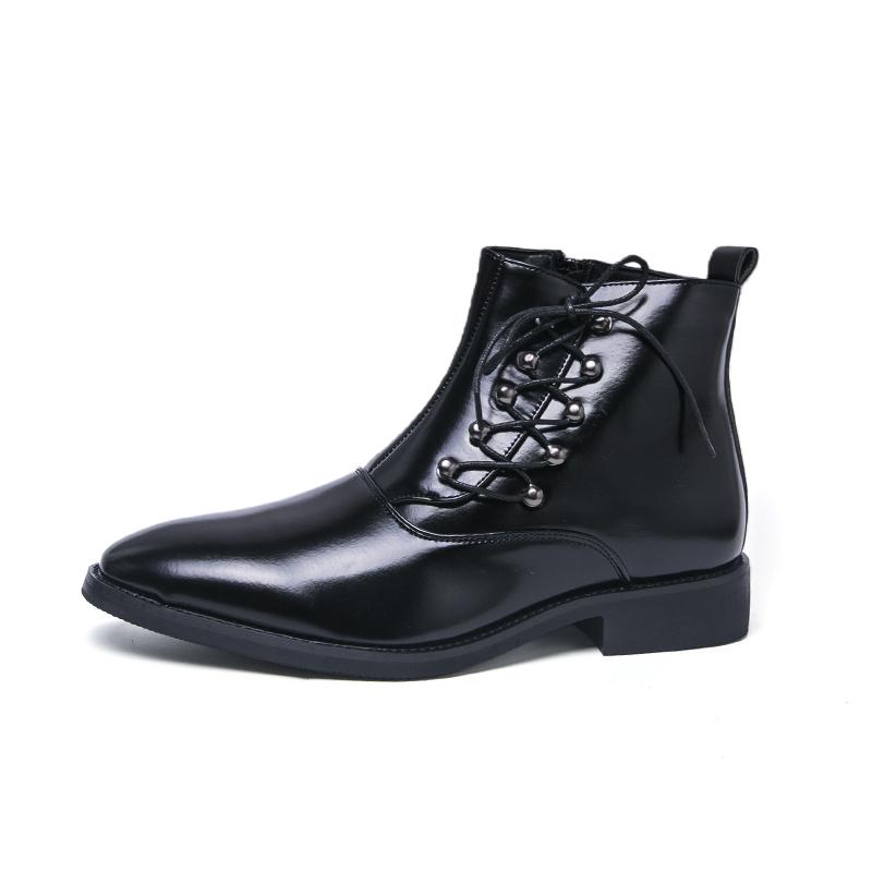 Men’s High Top Black Leather Boots Dress Formal Business Retro Brown Ankle Boots Tuxedo Purple Wedding Shoes Plus Size
